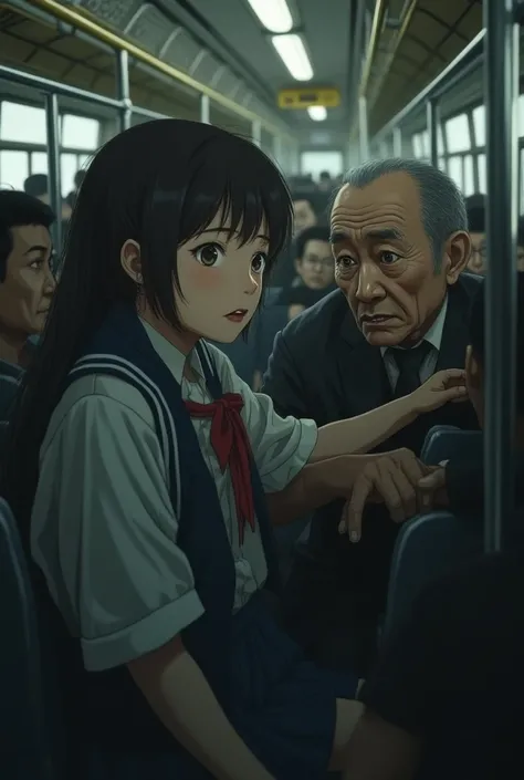 jav teen school uniform bus molestation old man touches 