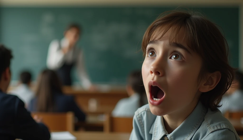 Very amazed and shocked person watching a teacher teach 
.