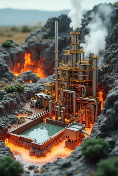 Create a step-by-step model of a geothermal power plant 
