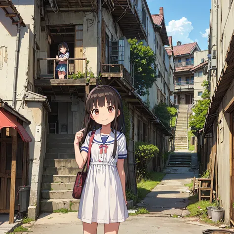 
(masterpiece、Detailed Anime)、(Three cute girls、Three elementary school girls、Summer clothes)、( old and dirty stairs in the housing complex、Battleship Island、Stairs to the basement、garbage)、(Poor conditions)、(smile、fun)、smile、Happy school s、 Perfect Anatom...