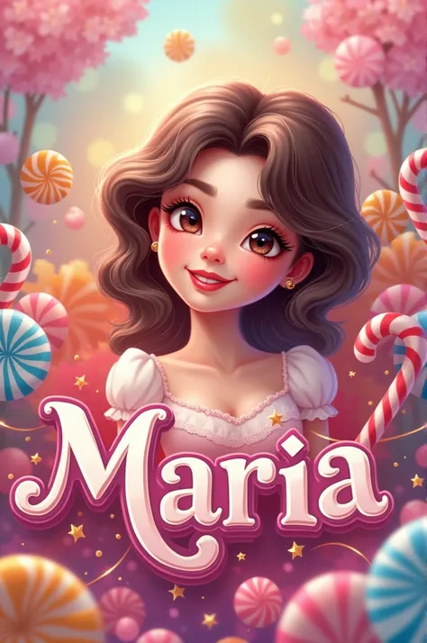 Create a candy logo with the mix of the name Maria