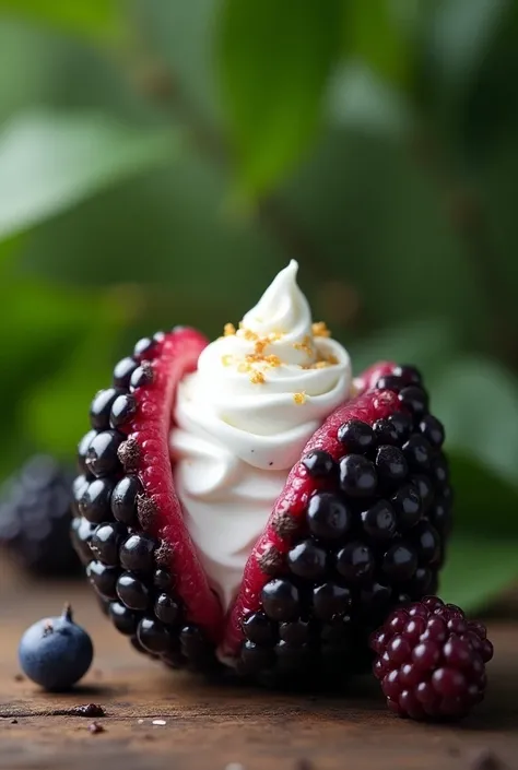 Create me a blackberry that opens in half and makes yogurt