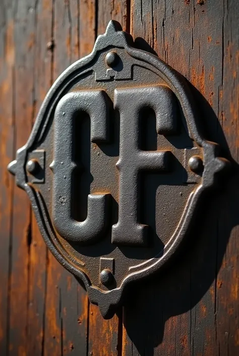 An iron logo to mark cattle with the letters CF