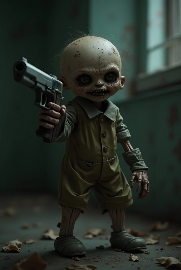 A Sickman doll used a Pistol