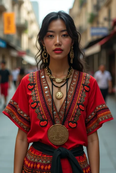 Aztec outfits ,  blouse with some contemporary designs. Miraculous version :  the adventures of Ladybug. Inspired by Kinichs clothing from Genshin Impact