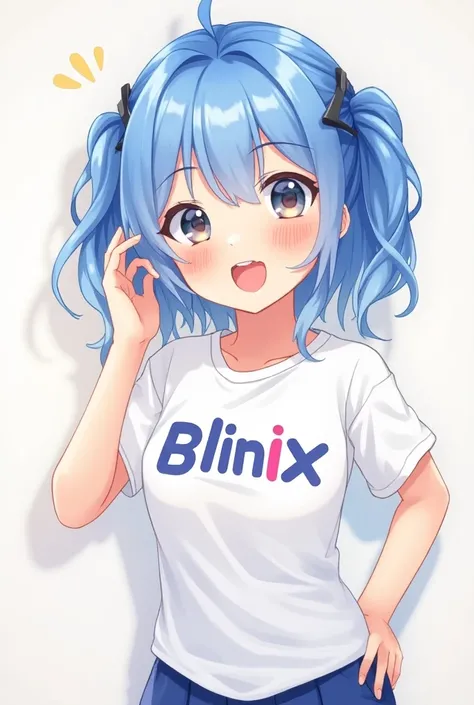 Hoshimachi Suisei from Hololive wearing a t-shirt that says Blinix