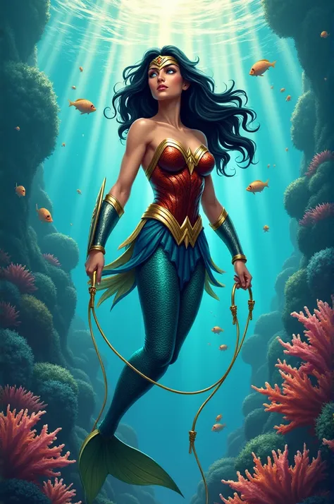 hello,  imagine that you are making a save the date card for a 5th anniversary that will take place on the 16th/11 and the theme is the Mermaid Wonder Woman 