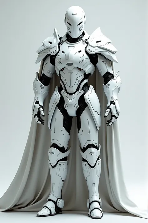 A white humanoid male robotic great helm knight