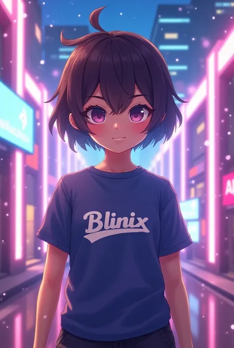 I want you to create a member of Hololive with a t-shirt that says Blinix