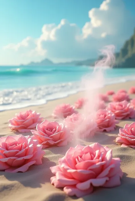 
Create a beach full of roses smoking beautiful magic 