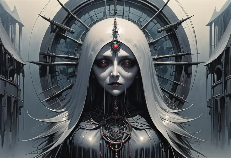 (master part,  best quality), (lo gothic), dreamcatcher, vampir, (hg giger, art by hermann nitsch, beksinski, darius zawadzki, g...