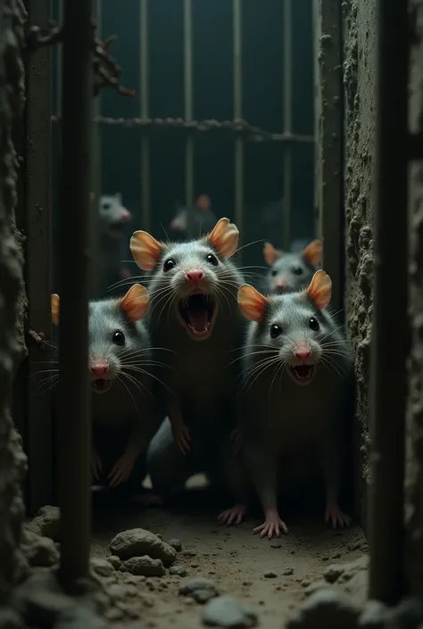 Terrified rats in prison 