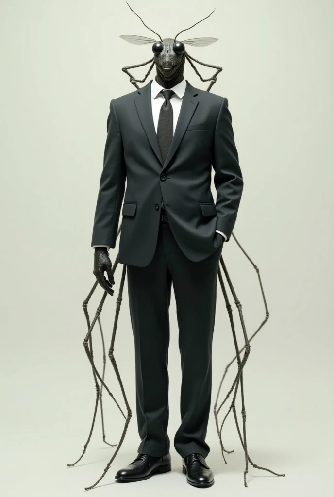 Human being in a suit with the arms and head of a mosquito 