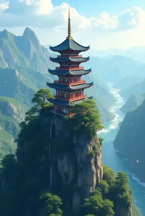 A pagoda on top of the mountain