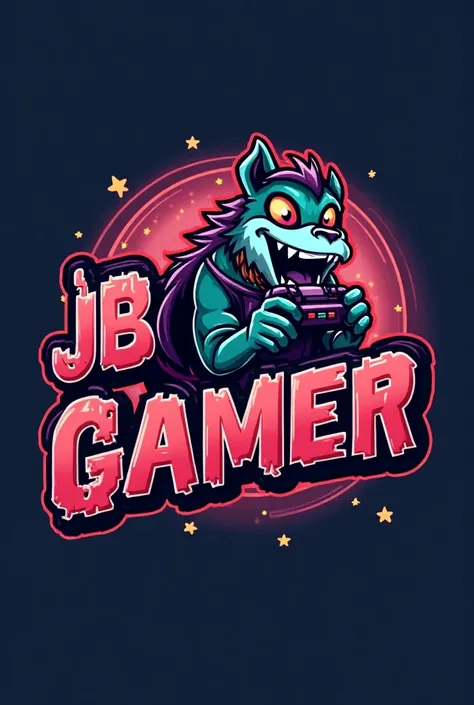  Create logo written  "JB GAMER ", with a mascot in the background.