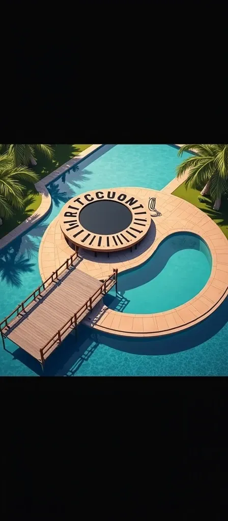 A round pool and trampoline logo with the name “Recreaciones D”&L”