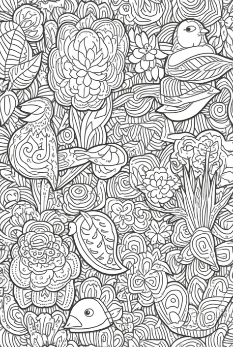 Zendoodle of animals to color,  Very detailed ,  high resolution