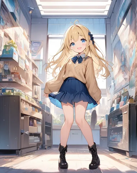 (masterpiece:1.2)、(anime)、(Sakura Nagisa)、cute、Blonde、 face up、Expression of light、Beautiful artwork、 detailed description 、 High Resolution 、 full body standing picture depicting an anatomically correct 、Best Quality、solo、155 cm、45 kg、Shoulder-length hair...