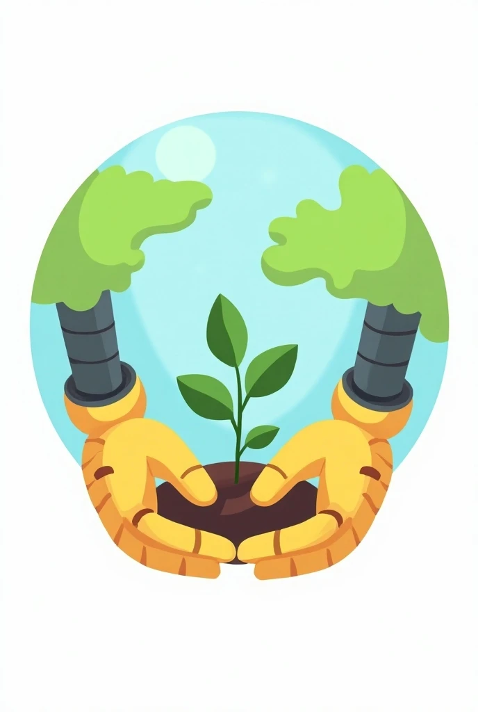 A logo Just the hands of wall-e clutching a little plant with Earth (cartoon) 