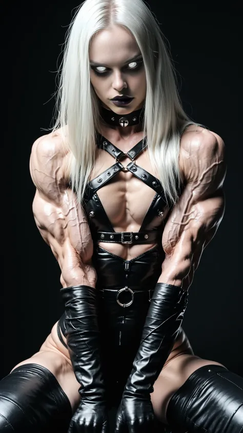 score_9, score_8_up, score_7_up, photo, photorealistic, gorgeous sexy muscular (skinny) lady death, (white eyes, white sclera:1....