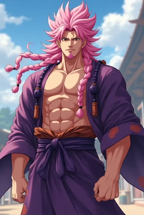 Yukimura returned to his perfect physique with a well-defined and powerful body musculature, his voluminous pink hair tied into a wild mane and his facial hair all shaved into a short, well-groomed goatee. For the tournament, he wore a unique purple-colore...