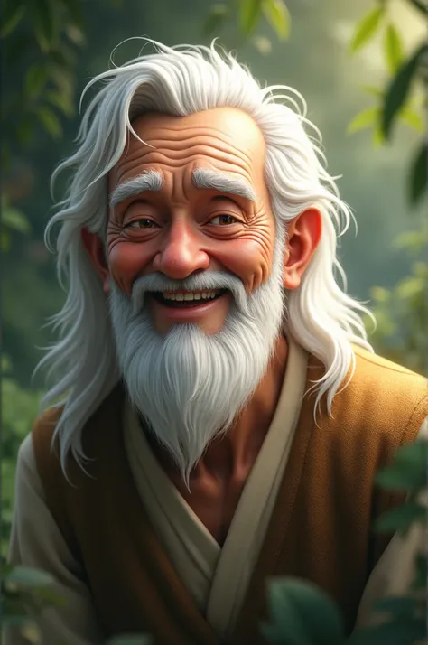 White-haired old man smiling 