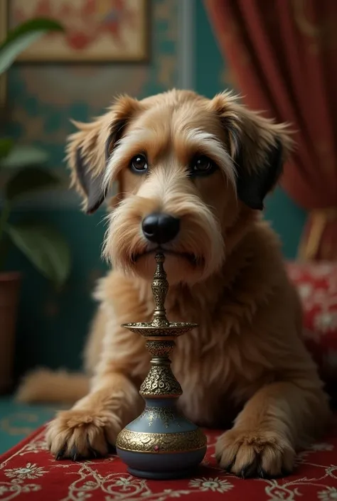 Create a hookah smoking dog for me