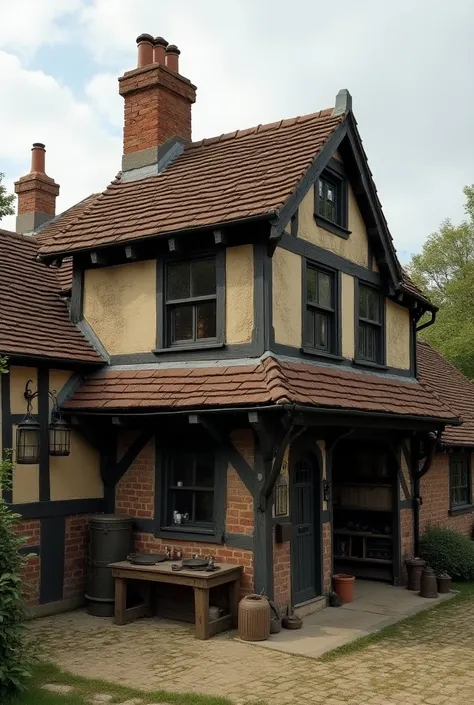 house shades of 1945 in a small village away from london first floor a blacksmith place and the second floor is a house 