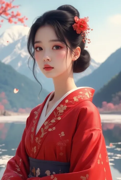 Girl in red kimono 