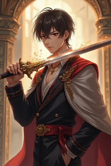 A handsome 17-year-old royal gentleman with an anime sword
