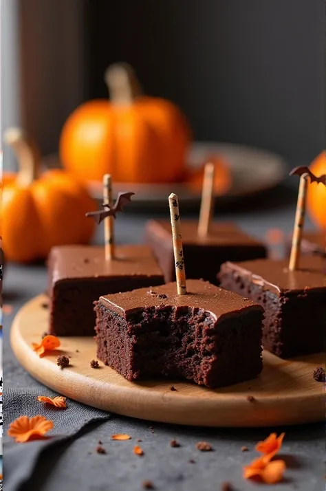 Brownies with simple Halloween decoration in an average Latin American kitchen 