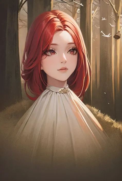 ( high quality , 16 thousand., masterpiece: 1.3)), 1 girl, clear focus: 1.2,  Beautiful women with a perfect figure : 1.4, Slender press: 1.2, ((( red hair , hair)), ((small: 1.4)), ((Beautiful face Idol :  slavic shirt1 .5)),  Highly detailed face and ski...