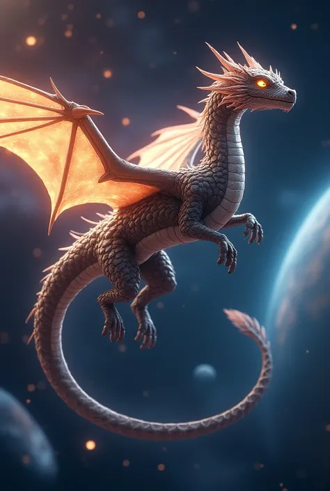 a dragon without legs and with a satellite cannon body flying in space, solar energy wings, hd anime design, beautiful detailed eyes, beautiful detailed lips, extremely detailed eyes and face, long eyelashes, (best quality,4k,8k,highres,masterpiece:1.2),ul...