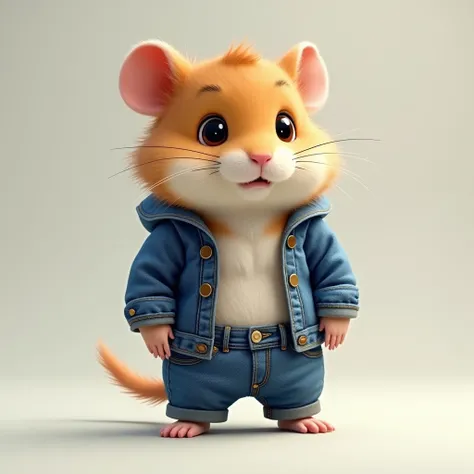 Hamster wearing denim。