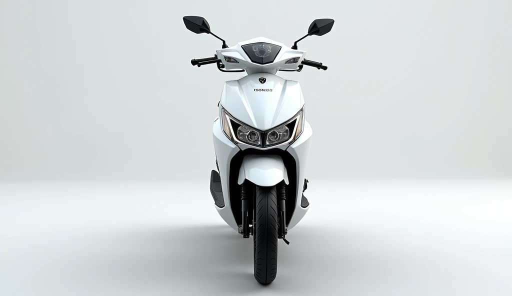 Give me realistic 8k Ultra high quality. A 2025 Honda Forza 125 in showroom view color white the front view 