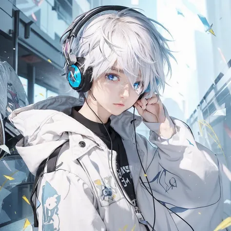 anime male
gaming phone
gamers
handsome
vitality
brunette
blue pupil
headphone
blue hoodie