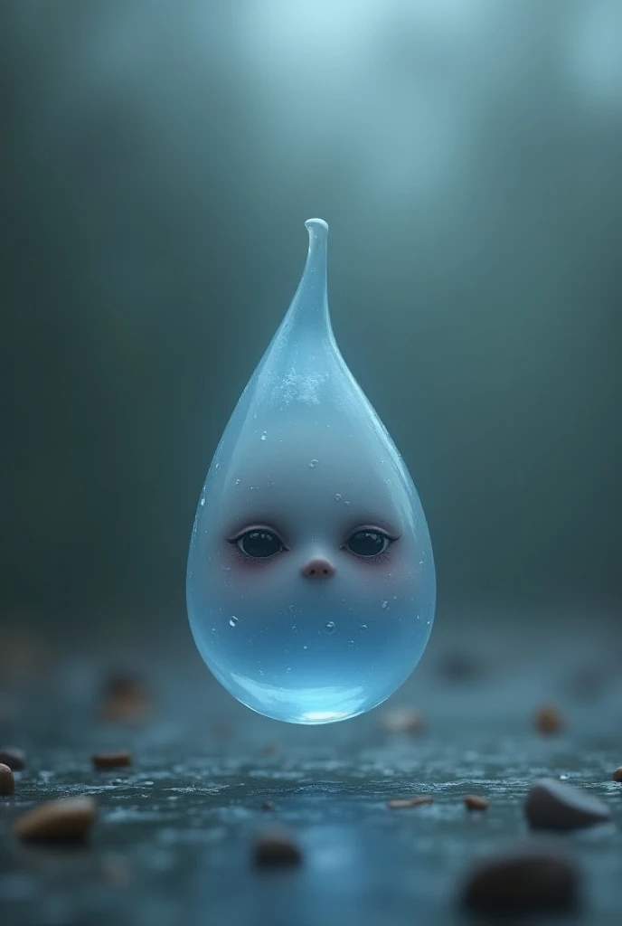 Sad water droplet sitting animated