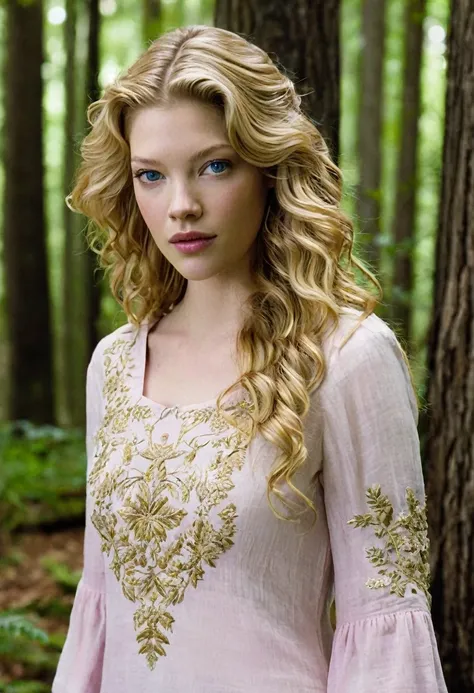     An 18-year-old teenage daughter of actresses Alyssa Sutherland and Katherine Winnick in the woods . She has the facial features of both , Katherines wavy blonde hair and Alyssas blue eyes shaped like Alyssas eyes. is high, slender and sculpture-bodied ...