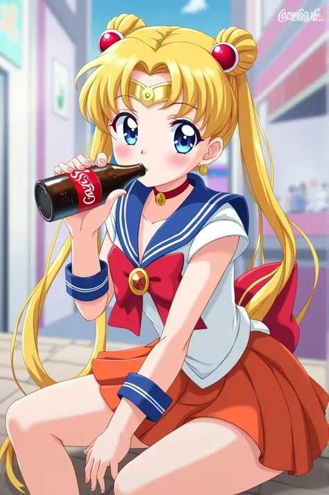 Sailor Moon drinks coca coca