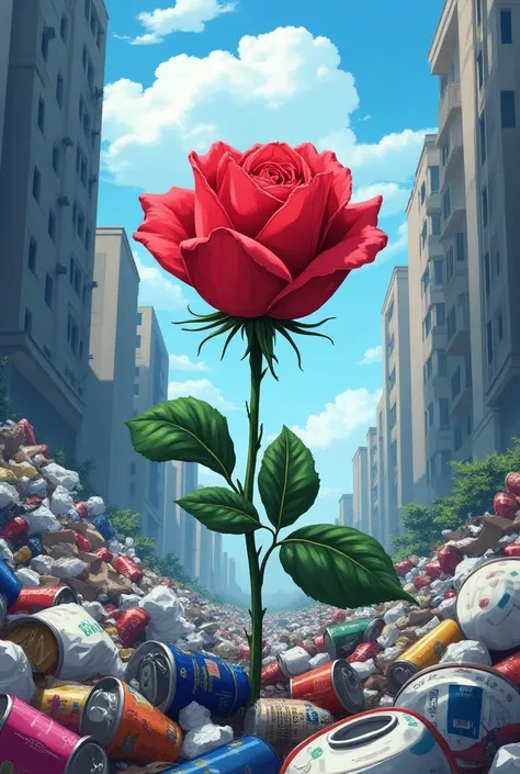 Mujhe ek poster bana k do jisme kachra dikh raha ho and ek gulab ka phool pada hai kahin kachre k bich anime mein banao