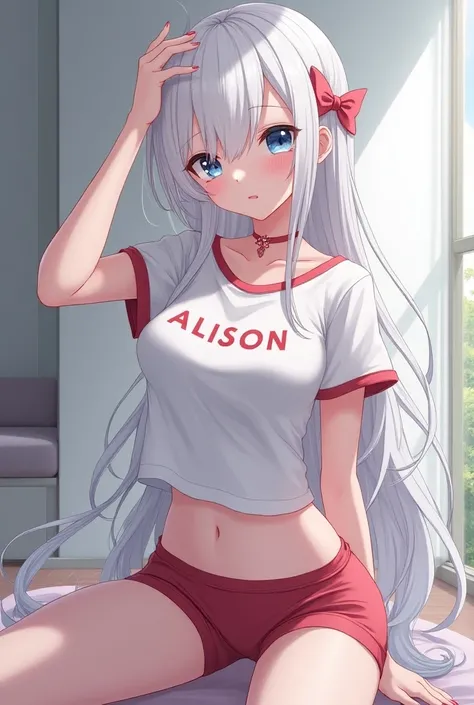 linda jovem ruiva, nua, com uma camiseta curta escrito alison e vestindo uma calcinha prreta na camalinda jovem ruiva, nua, com uma camiseta curta escrito alison e vestindo uma calcinha prreta na cama anime girl with long white hair and blue eyes, seductiv...