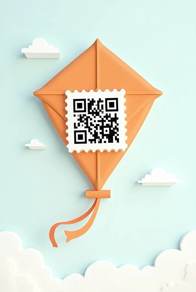 Create an image for *stamp* Kite shaped with qrcod, directed to WhatsApp  *21964369683*