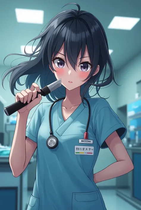 20 years old anime girl doctor whith Knife, and amazing fase ANIME STYLE IN ANIME