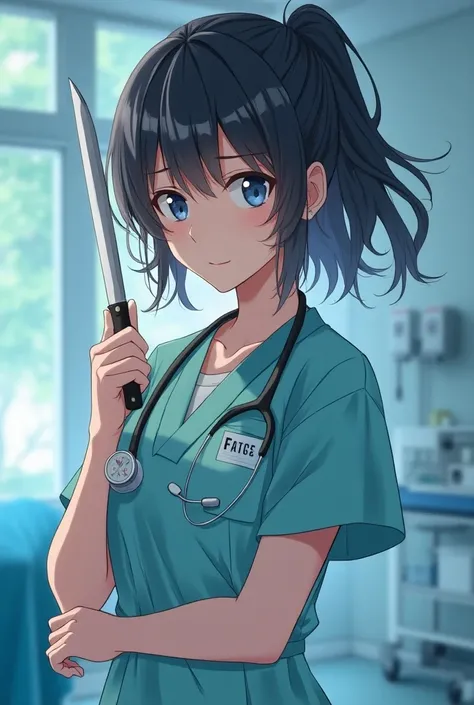 20 years old anime girl doctor whith Knife, and amazing fase ANIME STYLE IN ANIME