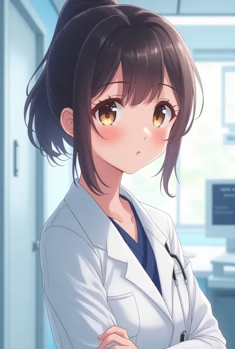 20 years old anime girl doctor, and smile fase ANIME STYLE IN ANIME