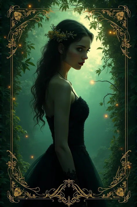 You can create a dark romance book cover whose color palette includes green and gold 