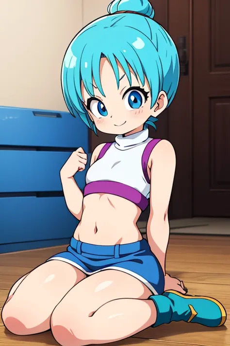 bulma dragon ball daima extravagant miniskirt, it must be small , adorable, young, sensual (100),  short light blue hair .  very...