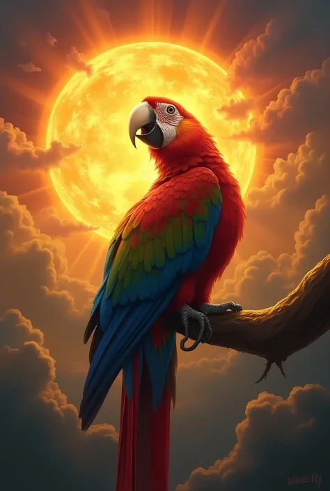 Parrot eating the sun


