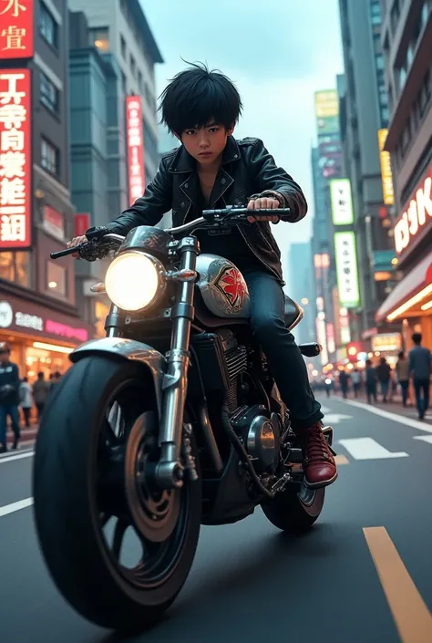 An japanese teenager motor bike riding 