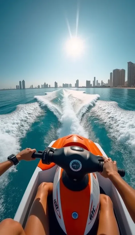 POV riding a jetski in the Dubai seas